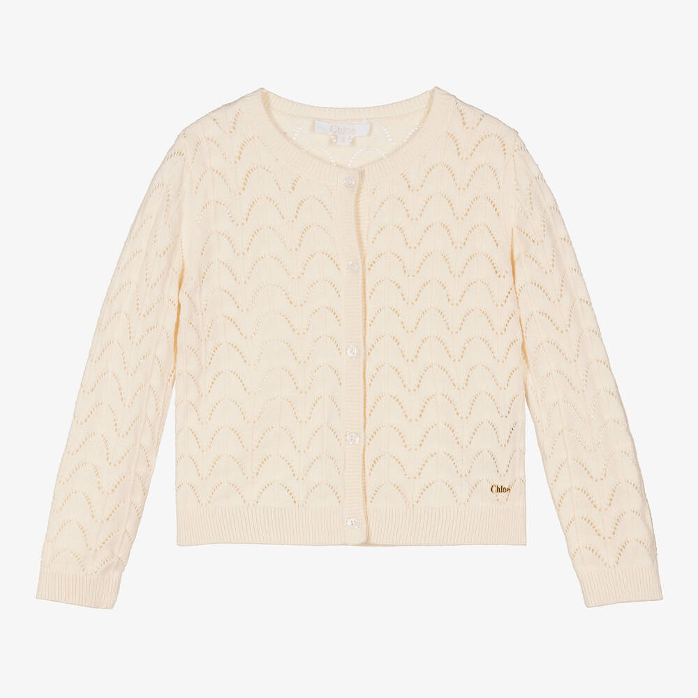 Chloé - Cardigan maille ivoire Fille | Childrensalon