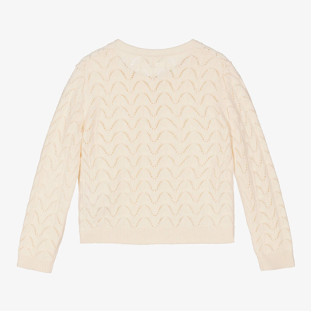 Chloé-كارديغان قطن محبوك لون عاجي للبنات | Childrensalon Outlet
