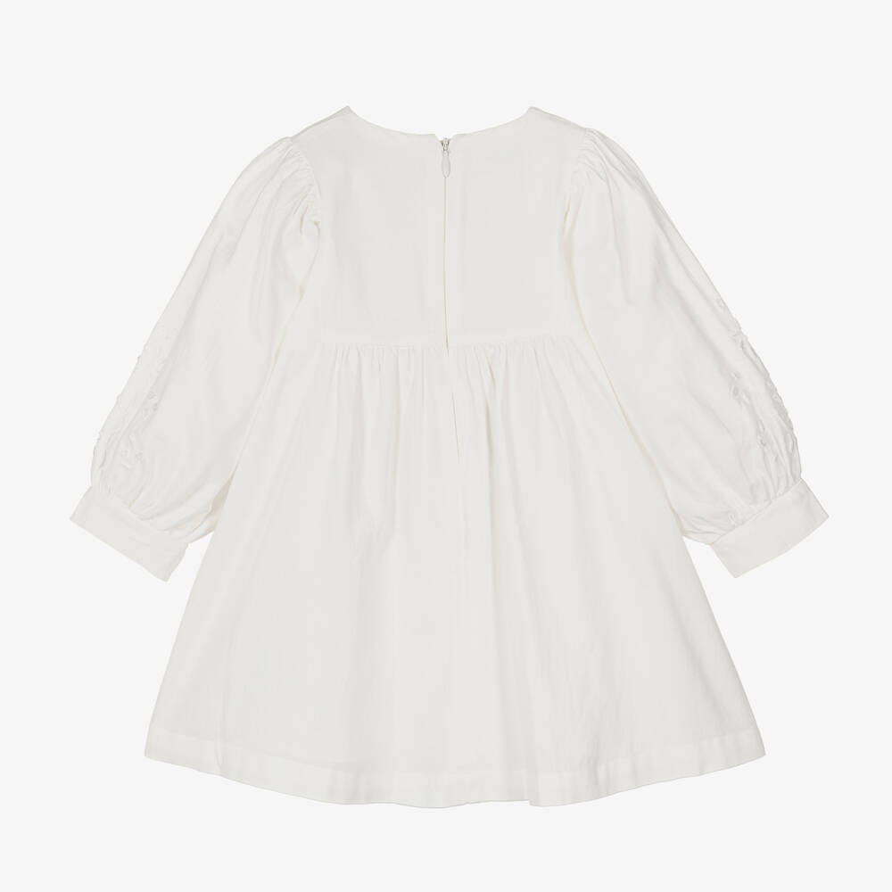 Chloé-Girls Ivory Organic Cotton Embroidered Dress | Childrensalon Outlet