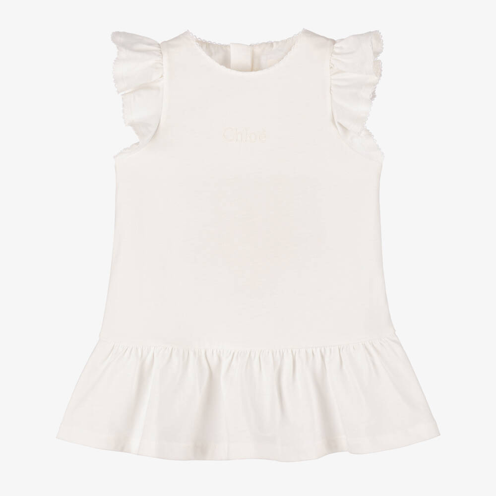 Chloé-فستان عاجي من القطن العضوي للبنات | Childrensalon Outlet