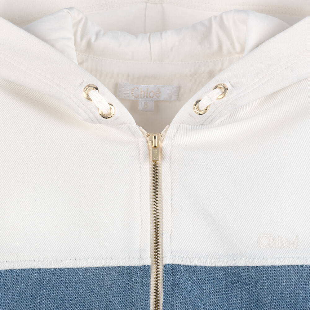 Chloé-Girls Ivory Organic Cotton Hoodie | Childrensalon Outlet