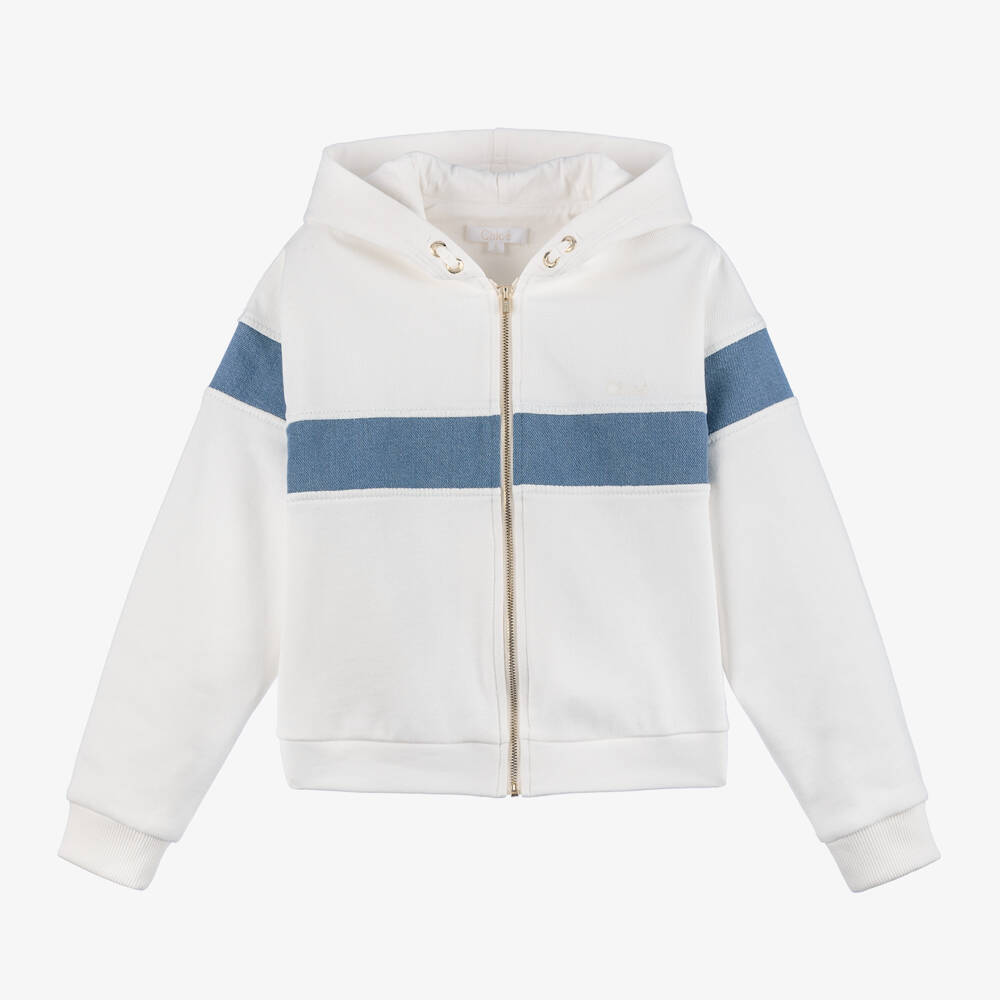 Chloé-هودي بسحاب قطن عضوي لون عاجي للبنات | Childrensalon Outlet