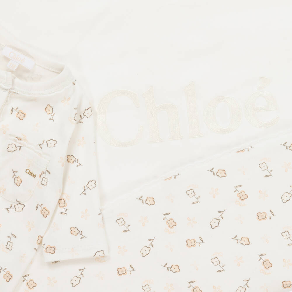 Chloé-Girls Ivory Organic Cotton Set | Childrensalon Outlet