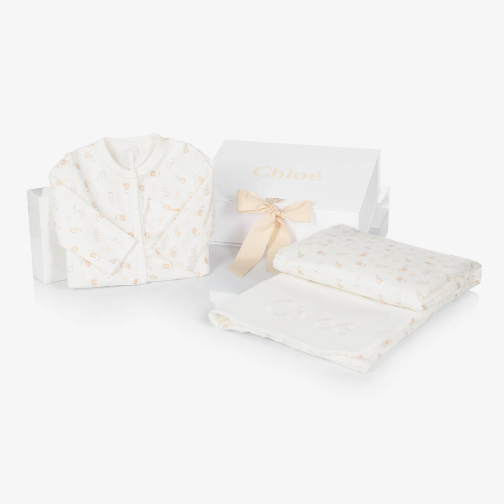 Chloé-Girls Ivory Organic Cotton Set | Childrensalon Outlet