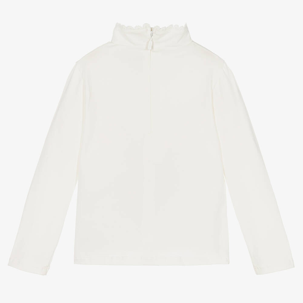 Chloé-Girls Ivory Organic Cotton Top | Childrensalon Outlet