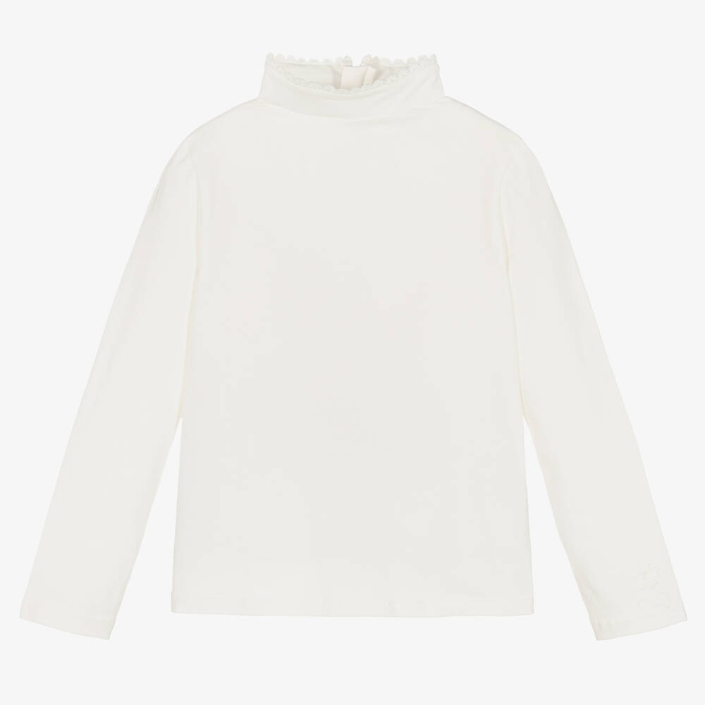 Chloé-Girls Ivory Organic Cotton Top | Childrensalon Outlet
