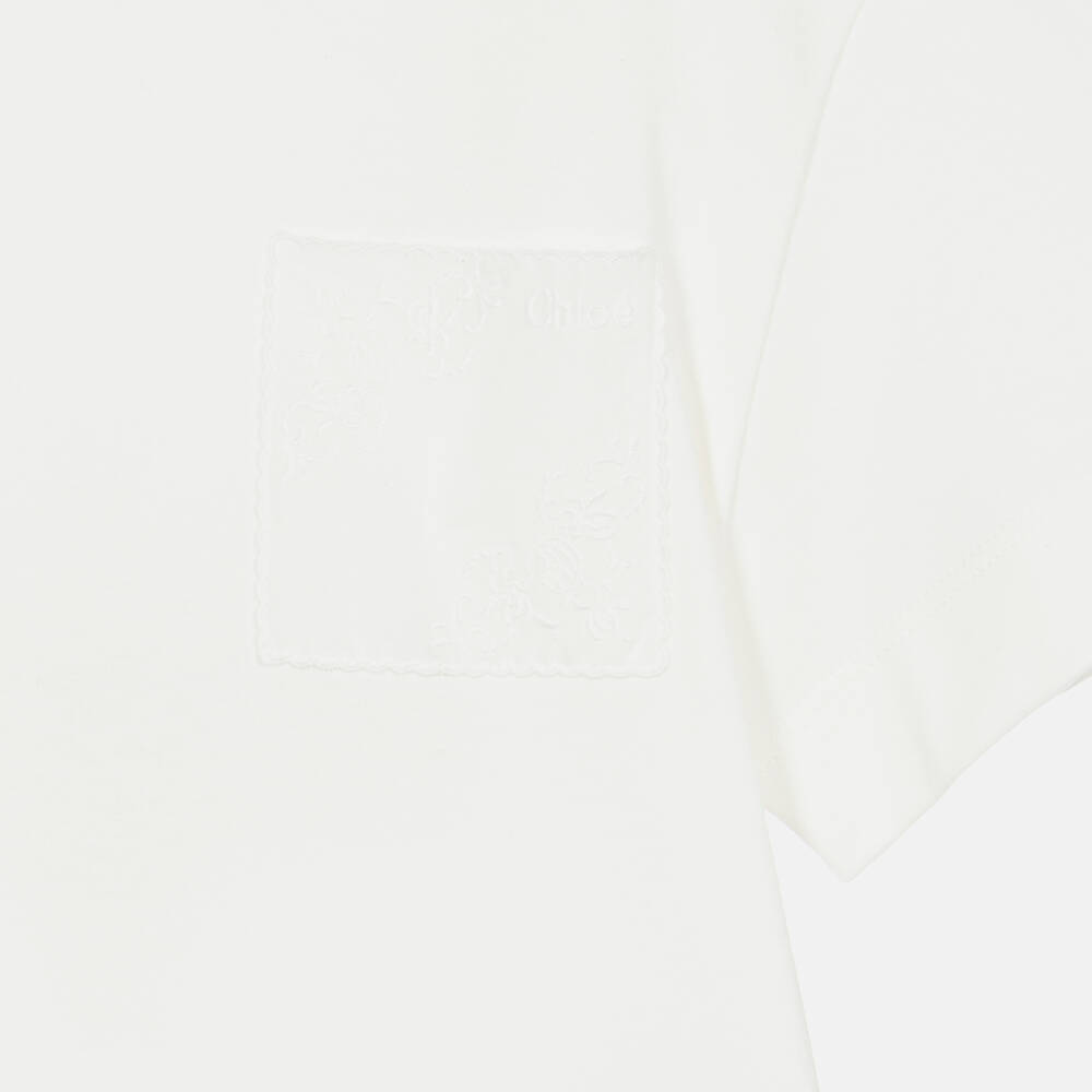Chloé-Girls Ivory Pocket T-Shirt | Childrensalon Outlet