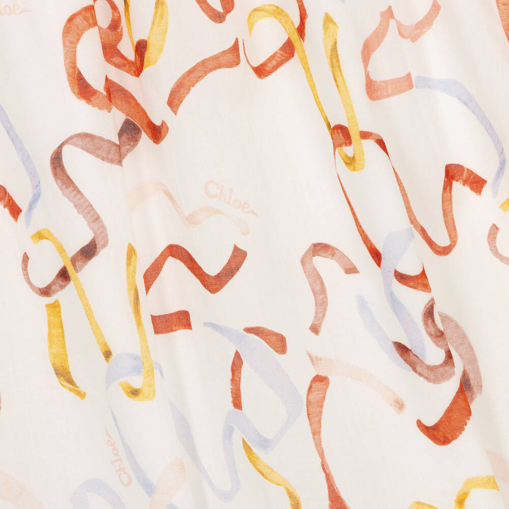 Chloé-Girls Ivory Ribbon Cotton Voile Dress | Childrensalon Outlet