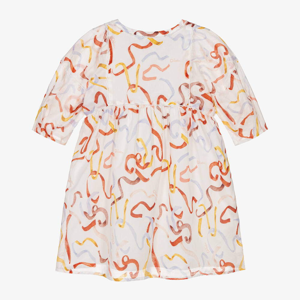 Chloé-Girls Ivory Ribbon Cotton Voile Dress | Childrensalon Outlet