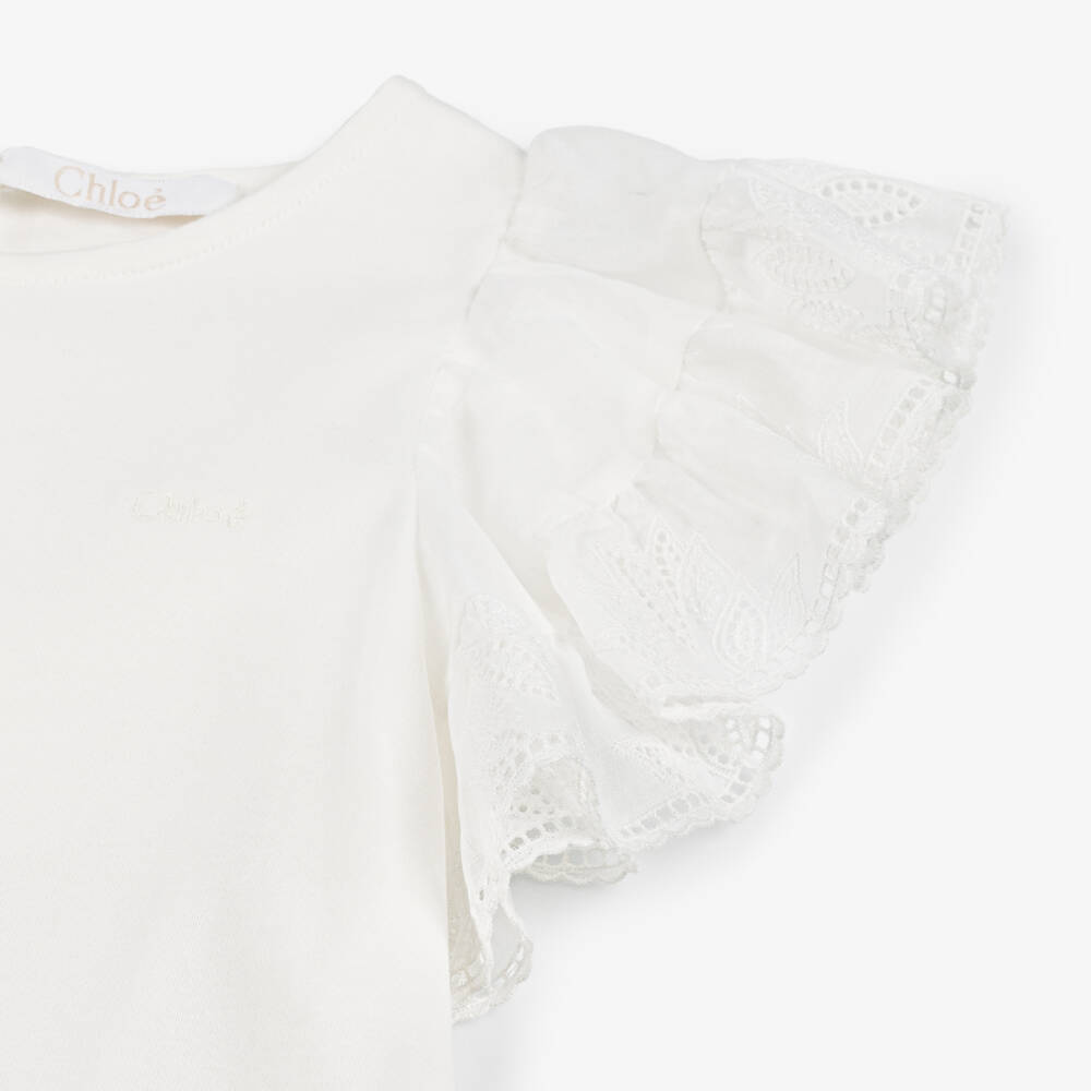 Chloé-Кремовый топ с оборками для девочек | Childrensalon Outlet