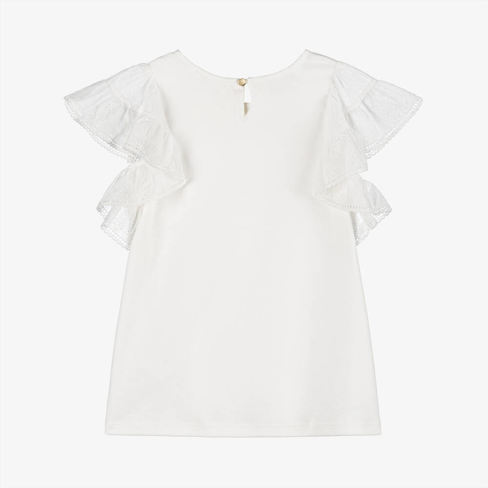 Chloé-Кремовый топ с оборками для девочек | Childrensalon Outlet