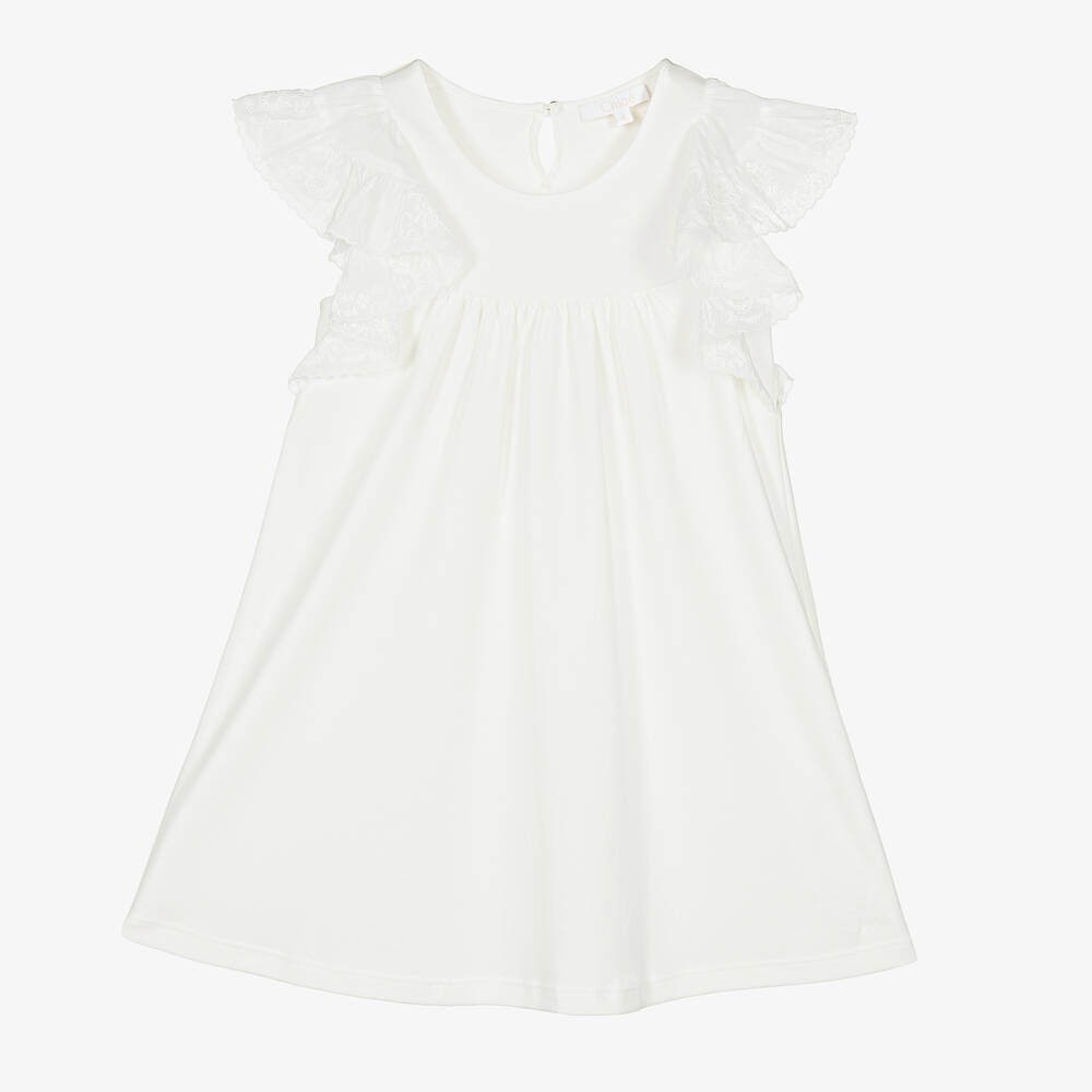 Chloé - Girls Ivory Ruffle Sleeved Dress | Childrensalon