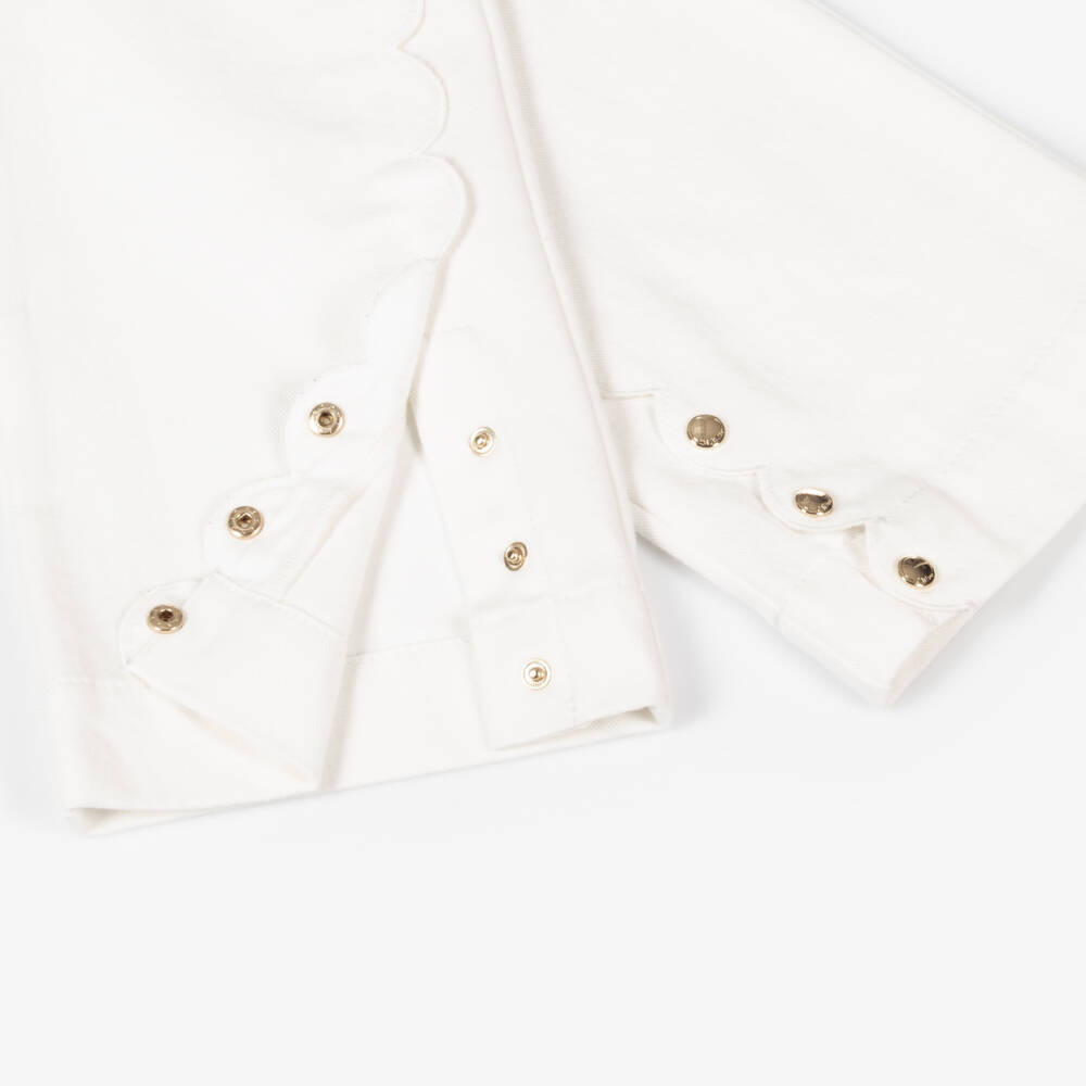 Chloé-Girls Ivory Scalloped Denim Trousers | Childrensalon Outlet