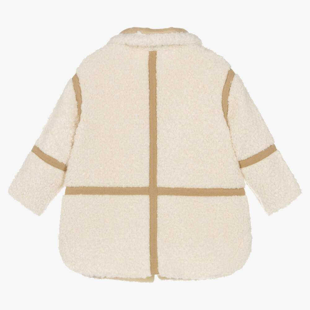 Chloé-Girls Ivory Sherpa Fleece Coat | Childrensalon Outlet