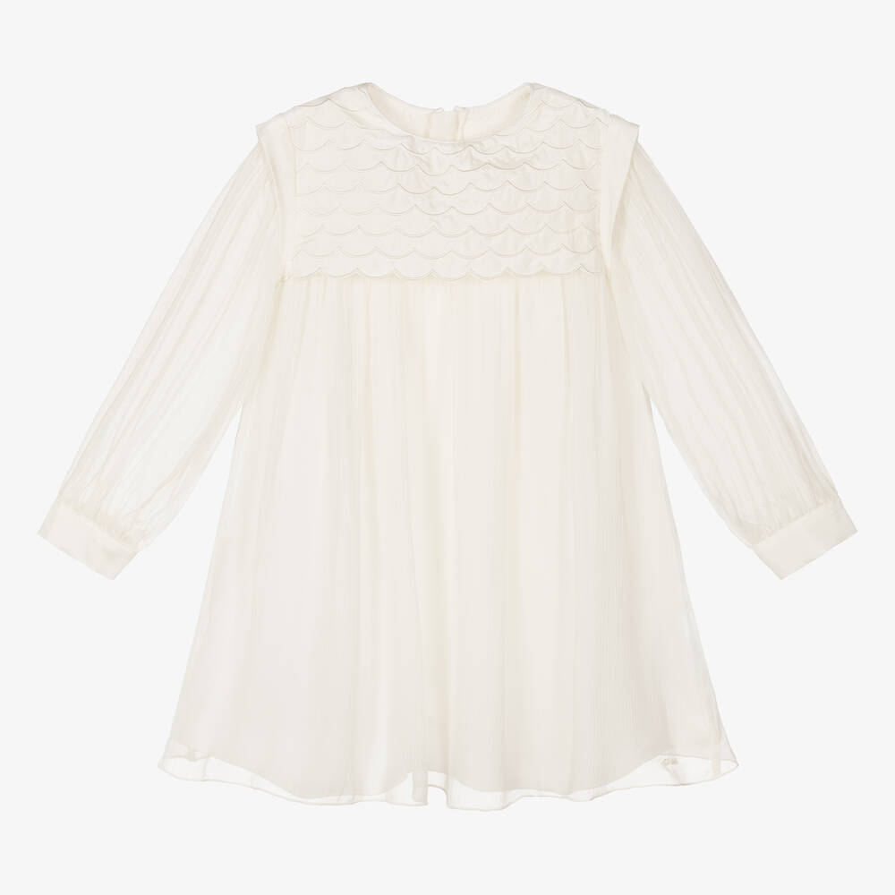 Chloé - Кремовое платье из шелка и шифона для девочек | Childrensalon
