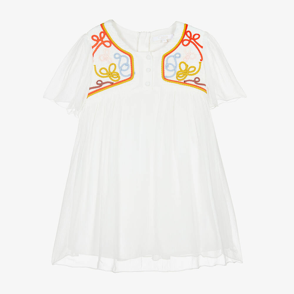 Chloé - Кремовое шифоновое платье с лентой | Childrensalon