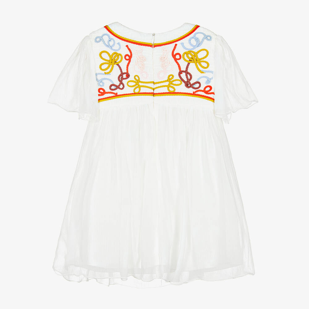 Chloé-Girls Ivory Silk Chiffon Ribbon Dress | Childrensalon Outlet
