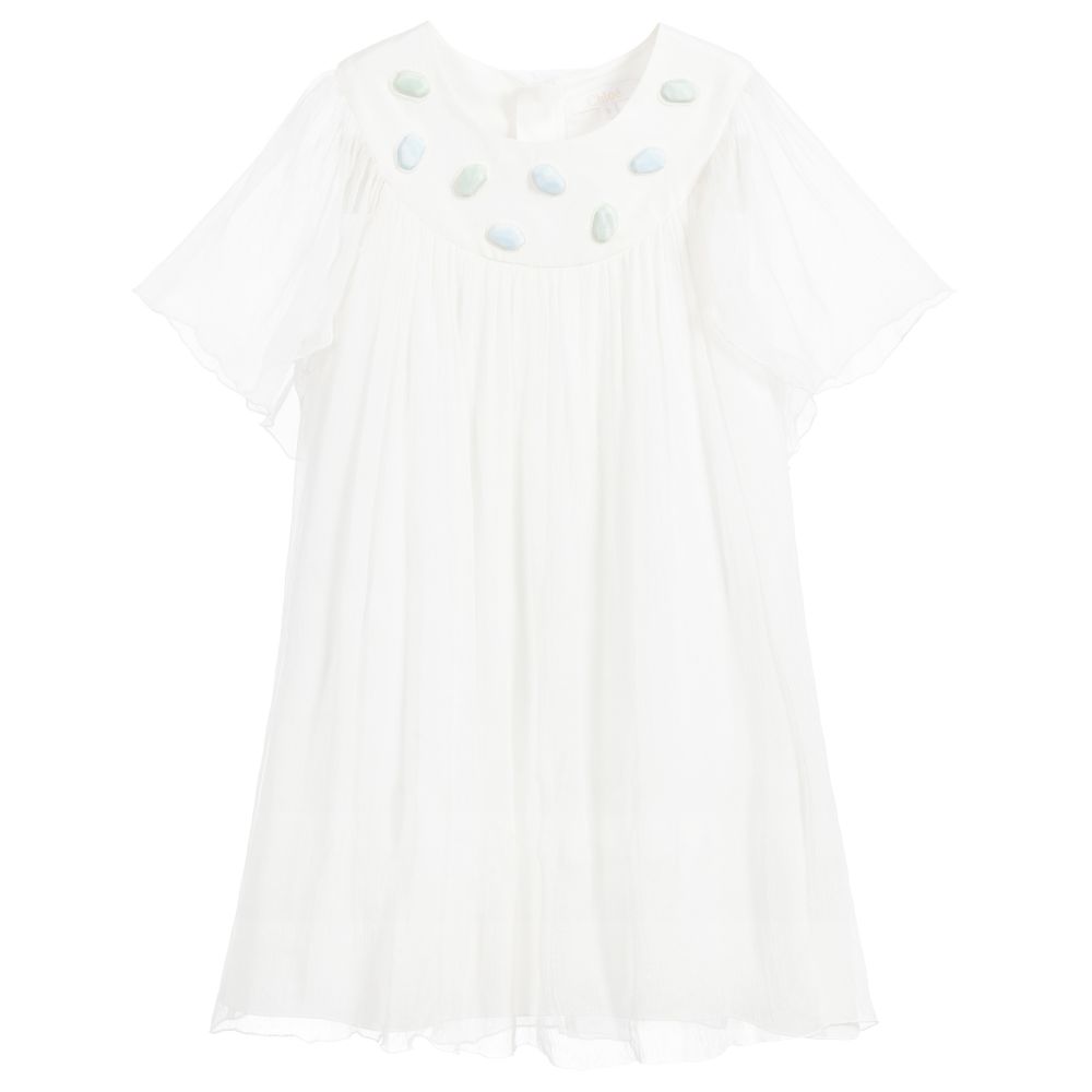 Chloé - Girls Ivory Silk Dress | Childrensalon