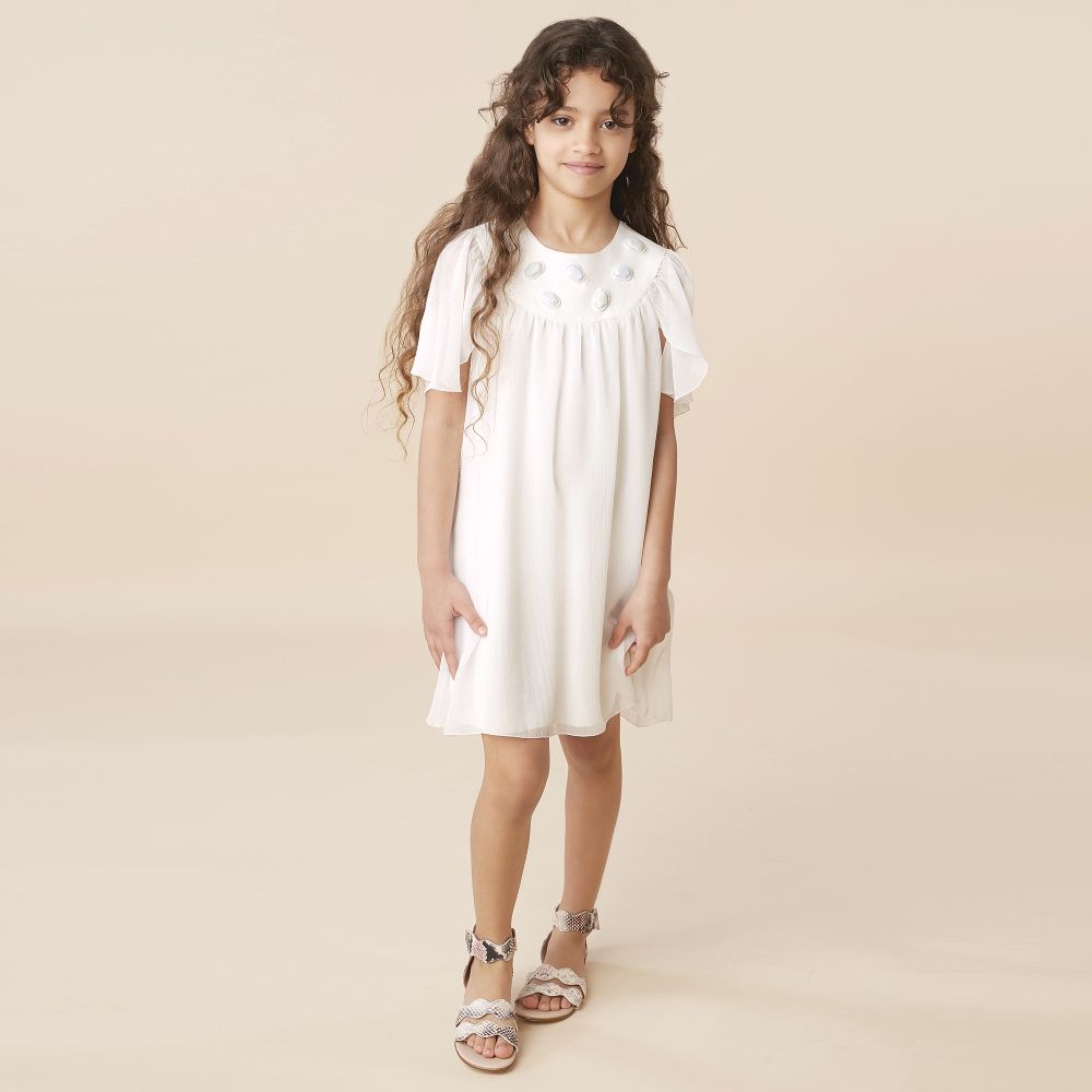 Chloé - Girls Ivory Silk Dress | Childrensalon Outlet