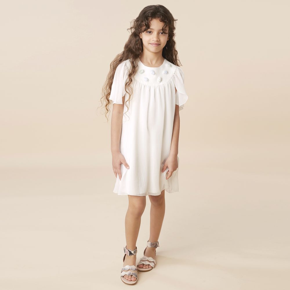 Chlo Girls Ivory Silk Dress Childrensalon Outlet