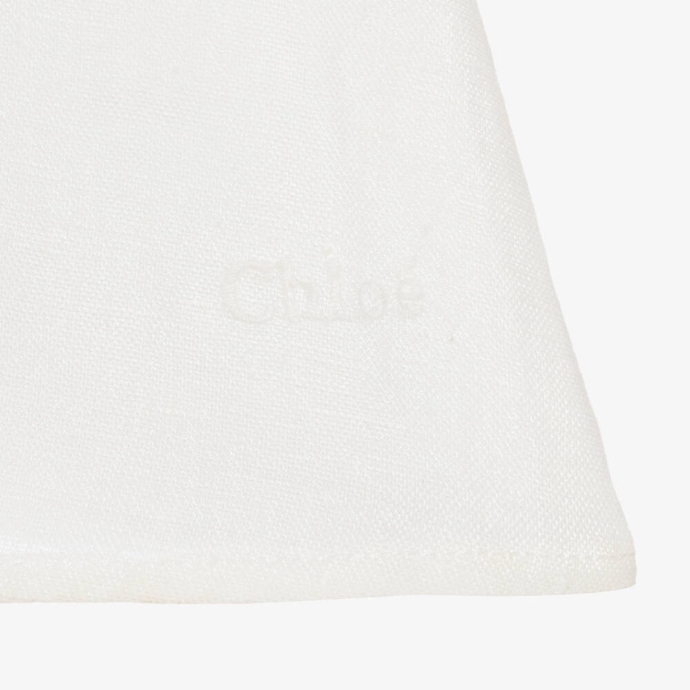 Chloé-Кремовое льняное платье со сборками | Childrensalon Outlet