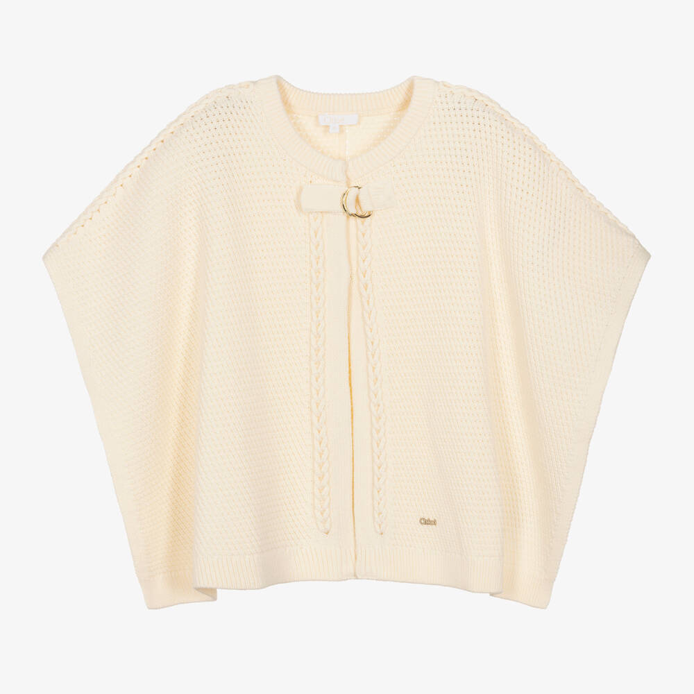 Chloé-Girls Ivory Textured Knit Cape | Childrensalon Outlet