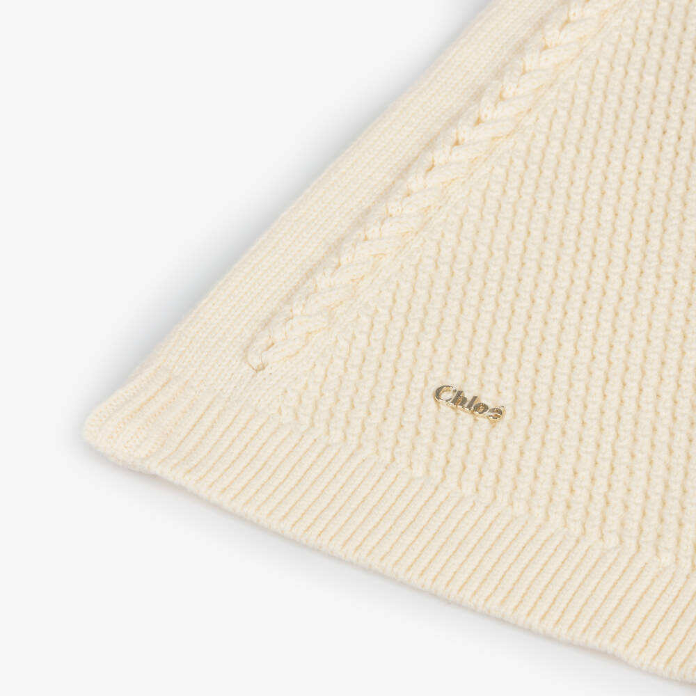 Chloé-Girls Ivory Textured Knit Cape | Childrensalon Outlet