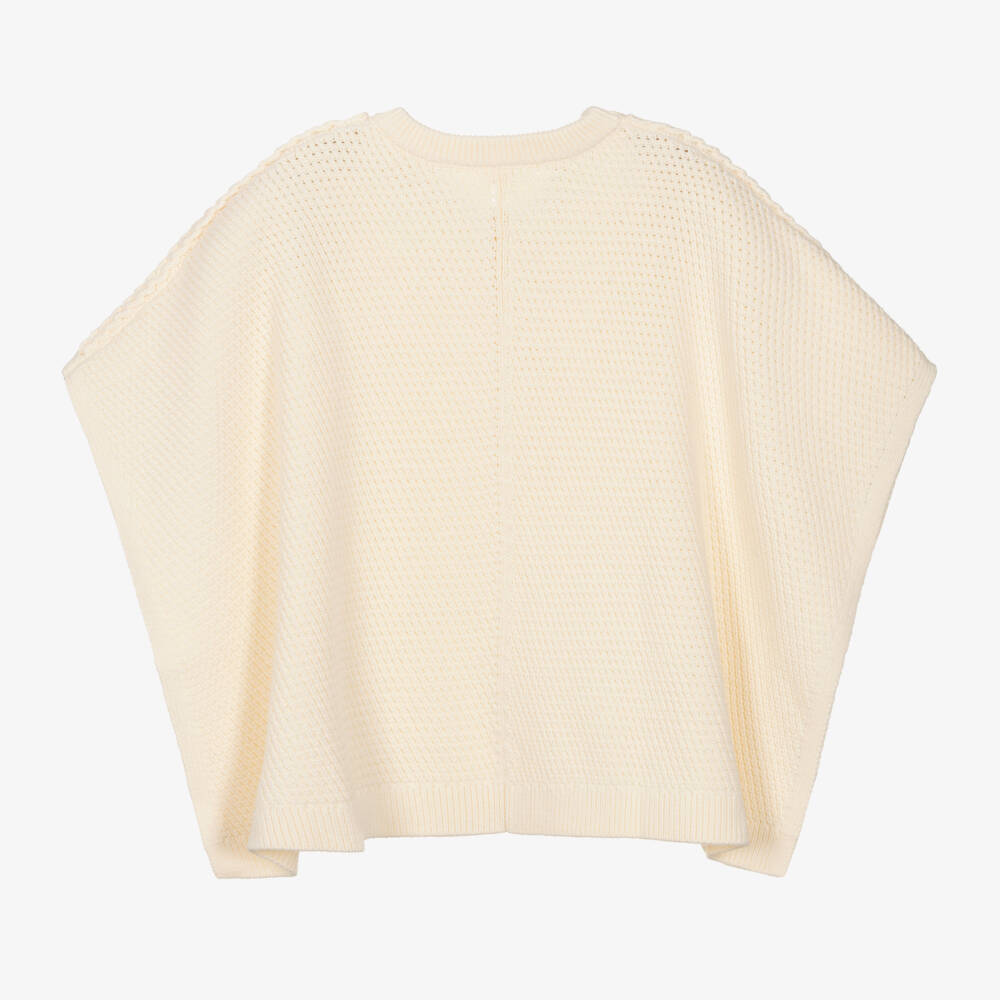 Chloé-Girls Ivory Textured Knit Cape | Childrensalon Outlet