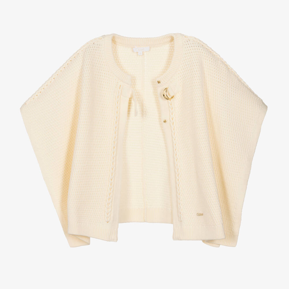Chloé-Girls Ivory Textured Knit Cape | Childrensalon Outlet
