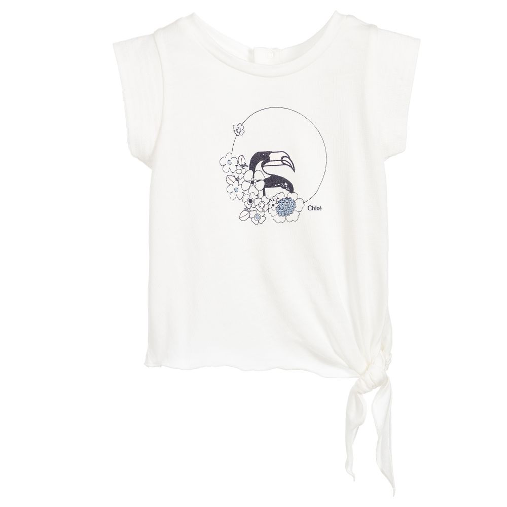 Chloé-Girls Ivory Toucan T-Shirt  | Childrensalon Outlet