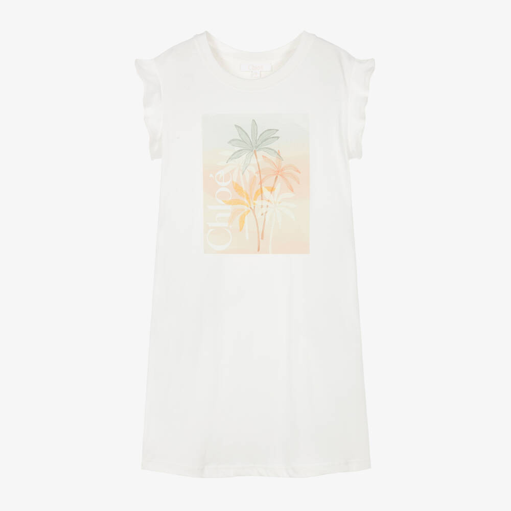 Chloé-Girls Ivory Tropical Print Dress | Childrensalon Outlet