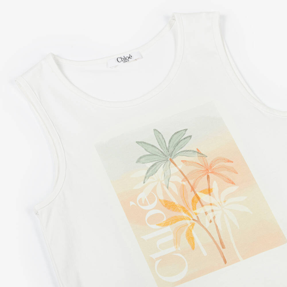 Chloé-Girls Ivory Tropical Print Tank | Childrensalon Outlet