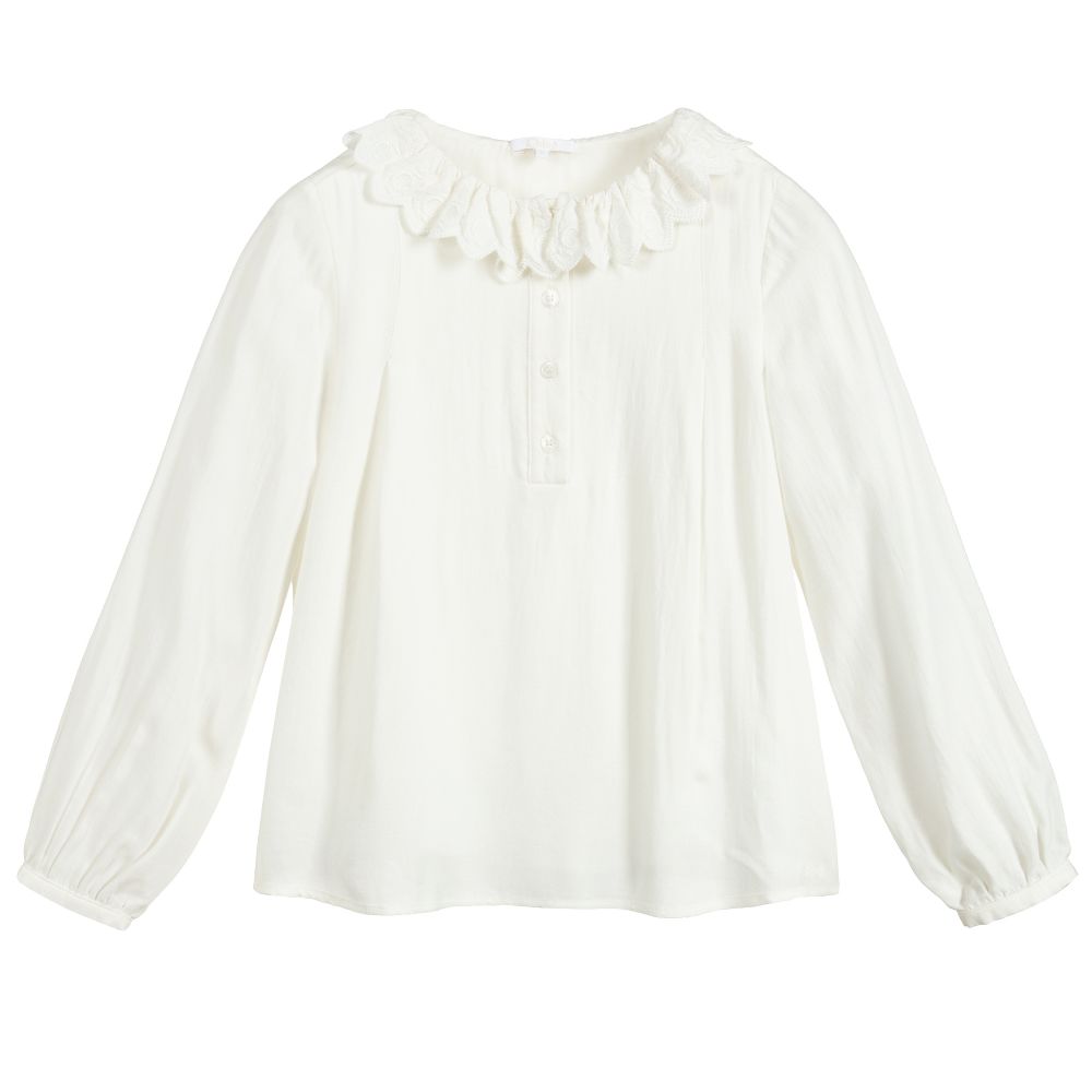 Chloé - Girls Ivory Viscose Blouse | Childrensalon Outlet