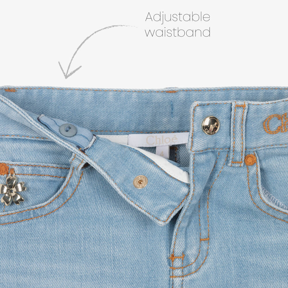 Chloé-Girls Light Blue Flared Denim Jeans | Childrensalon Outlet
