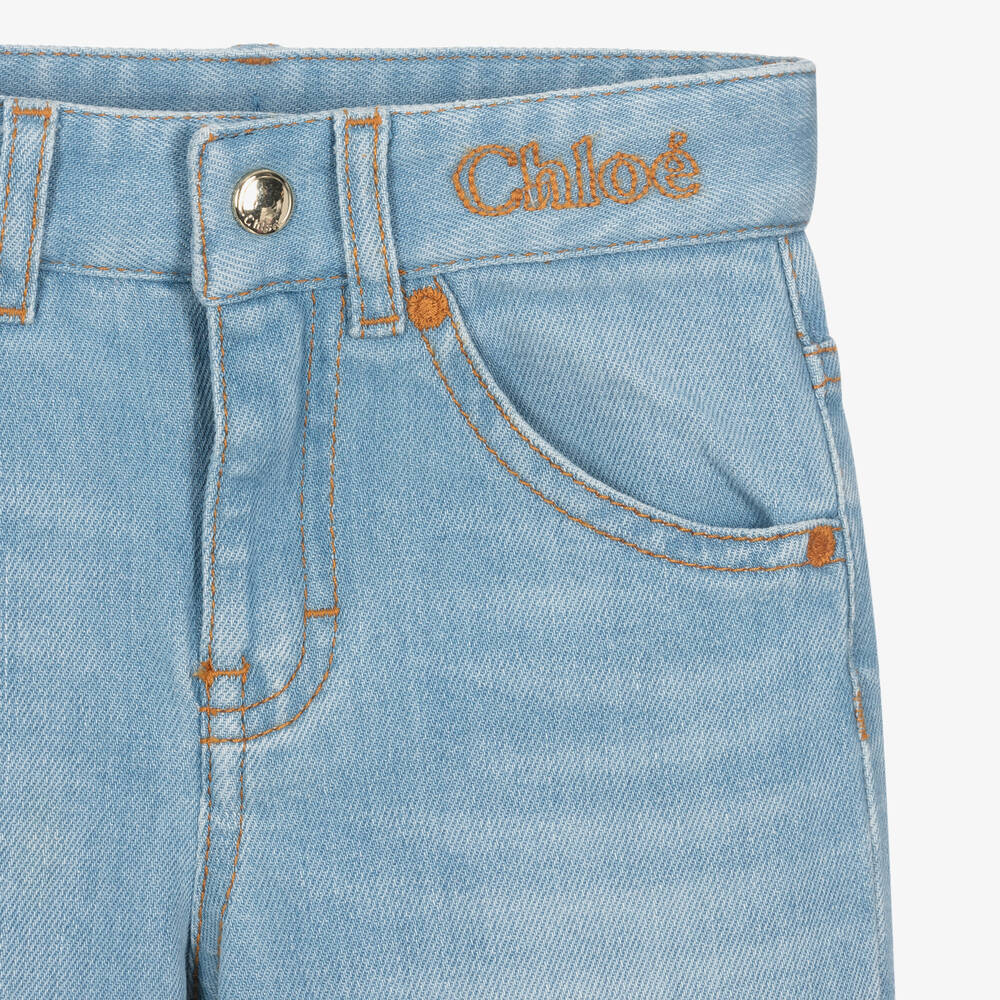 Chloé-Girls Light Blue Flared Denim Jeans | Childrensalon Outlet