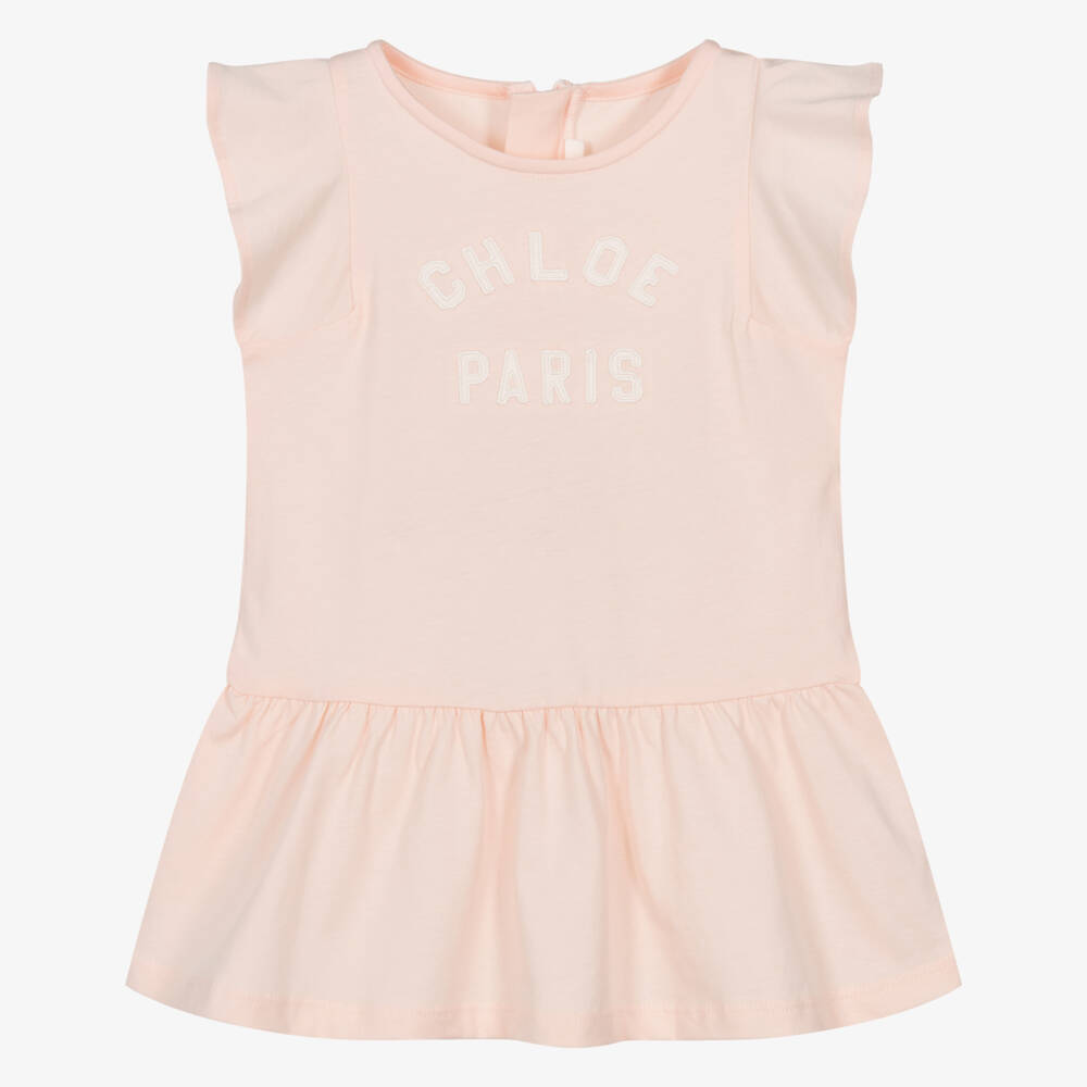 Chloé-Girls Light Pink Knitted Dress | Childrensalon Outlet