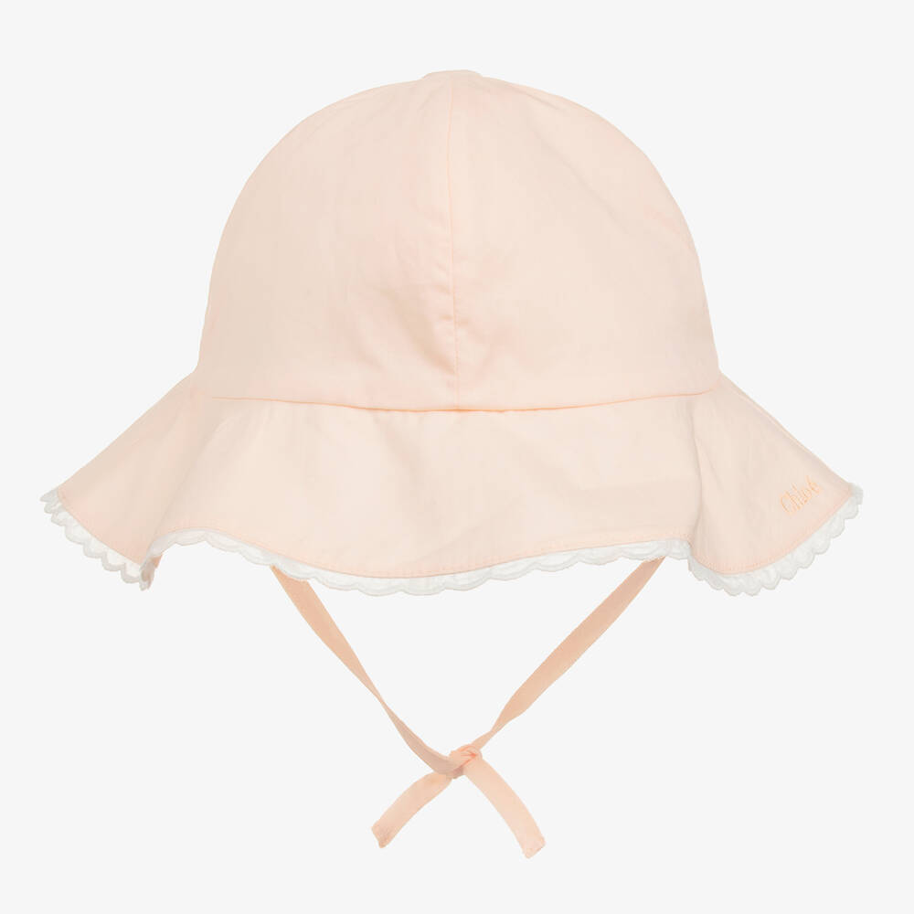 Chloé-Girls Light Pink Organic Cotton Hat | Childrensalon Outlet