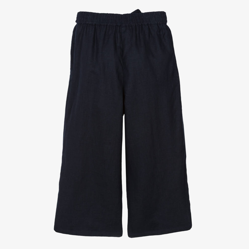 Chloé-Girls Linen Azure Wide-Leg Trousers | Childrensalon Outlet