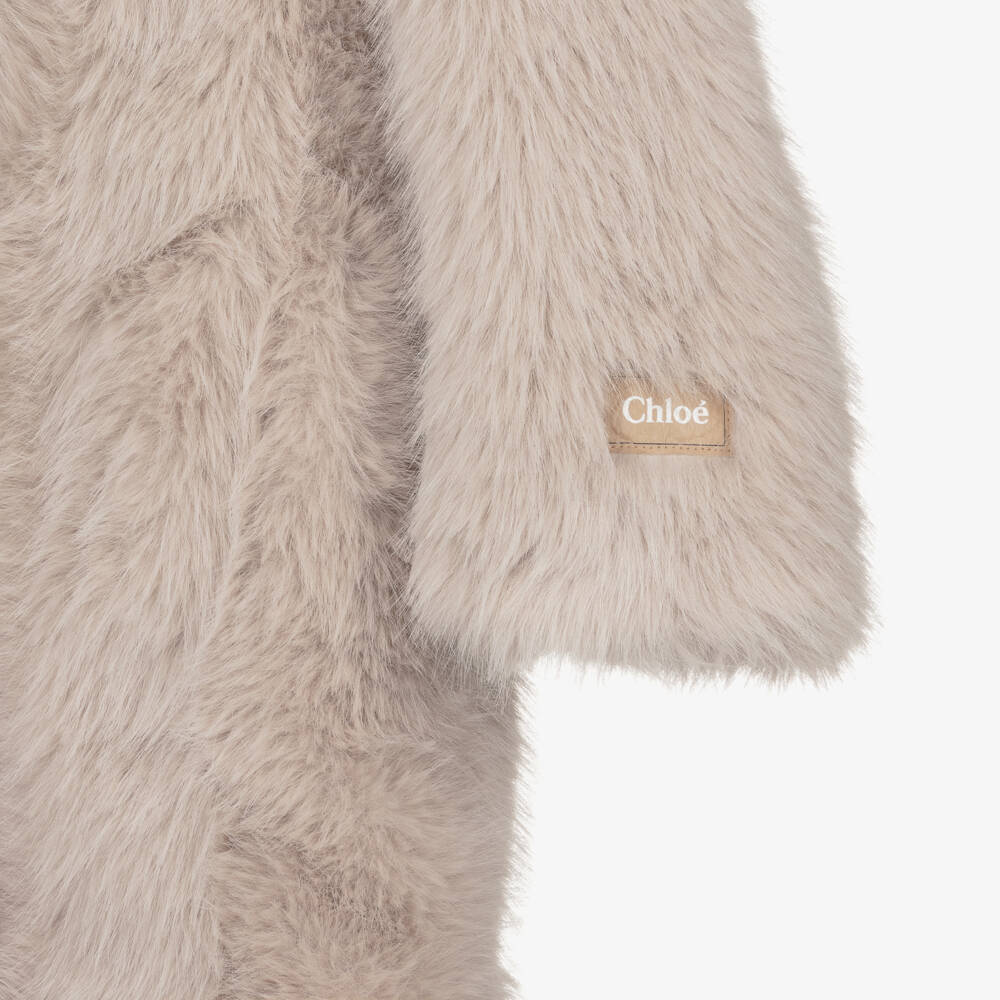 Chloé-Girls Long Faux Fur Coat | Childrensalon Outlet