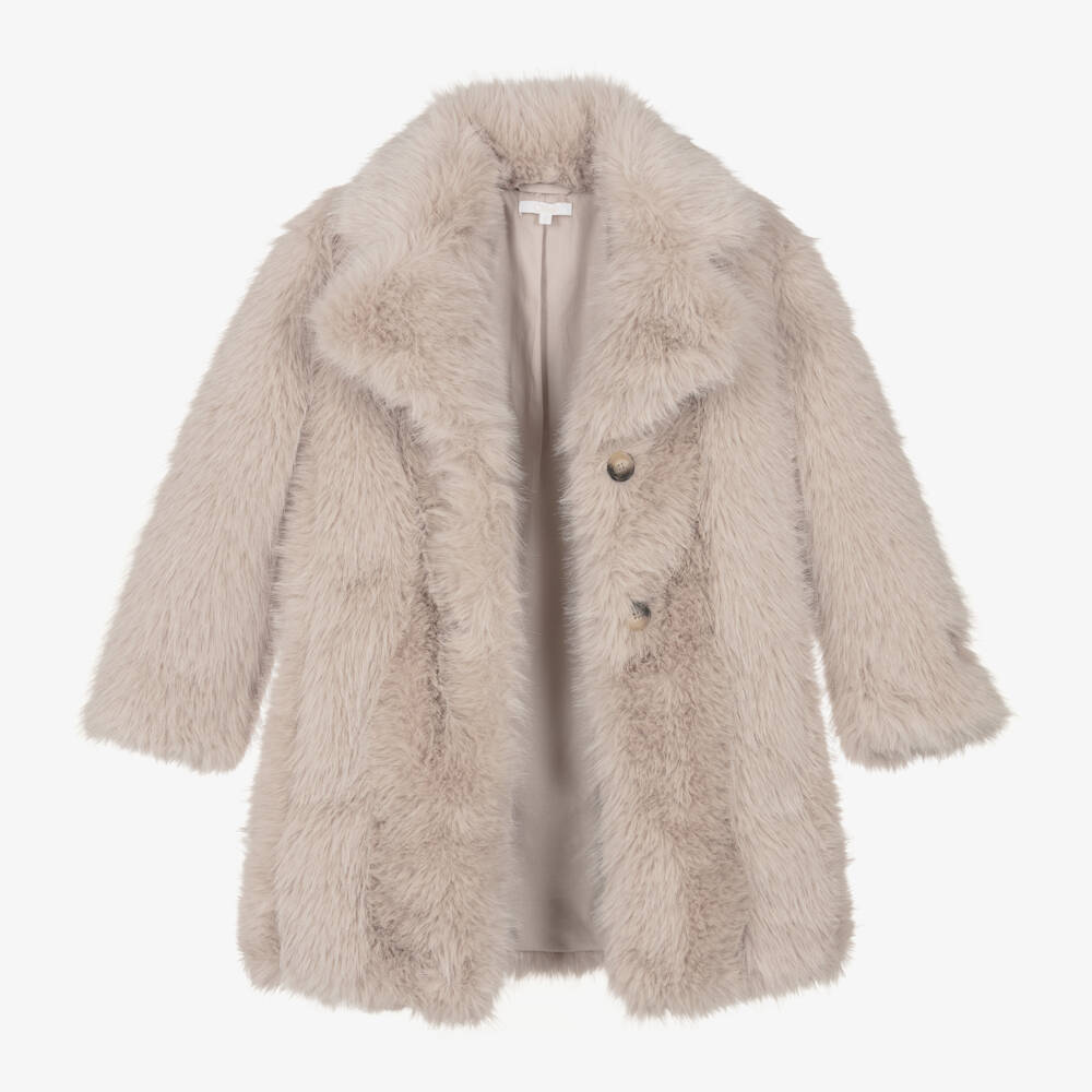 Chloé-Girls Long Faux Fur Coat | Childrensalon Outlet