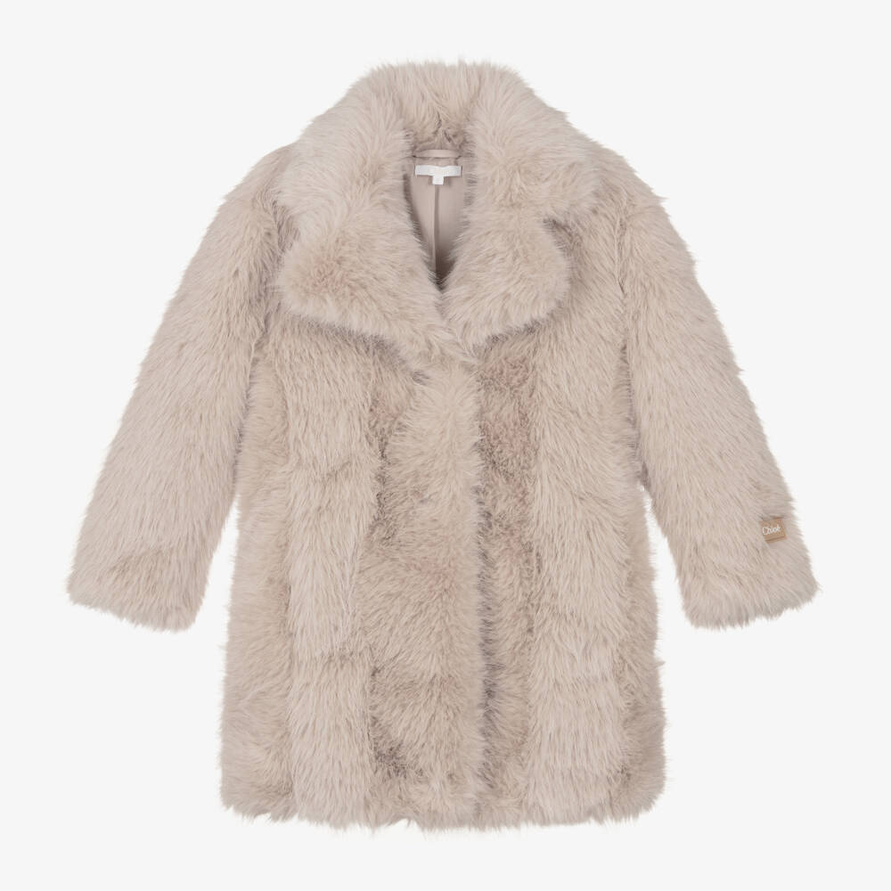 Chloé-Girls Long Faux Fur Coat | Childrensalon Outlet