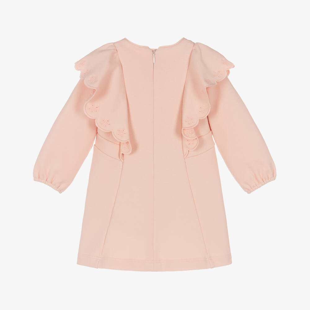 Chloé-Girls Long Sleeve Pink Frill Dress | Childrensalon Outlet