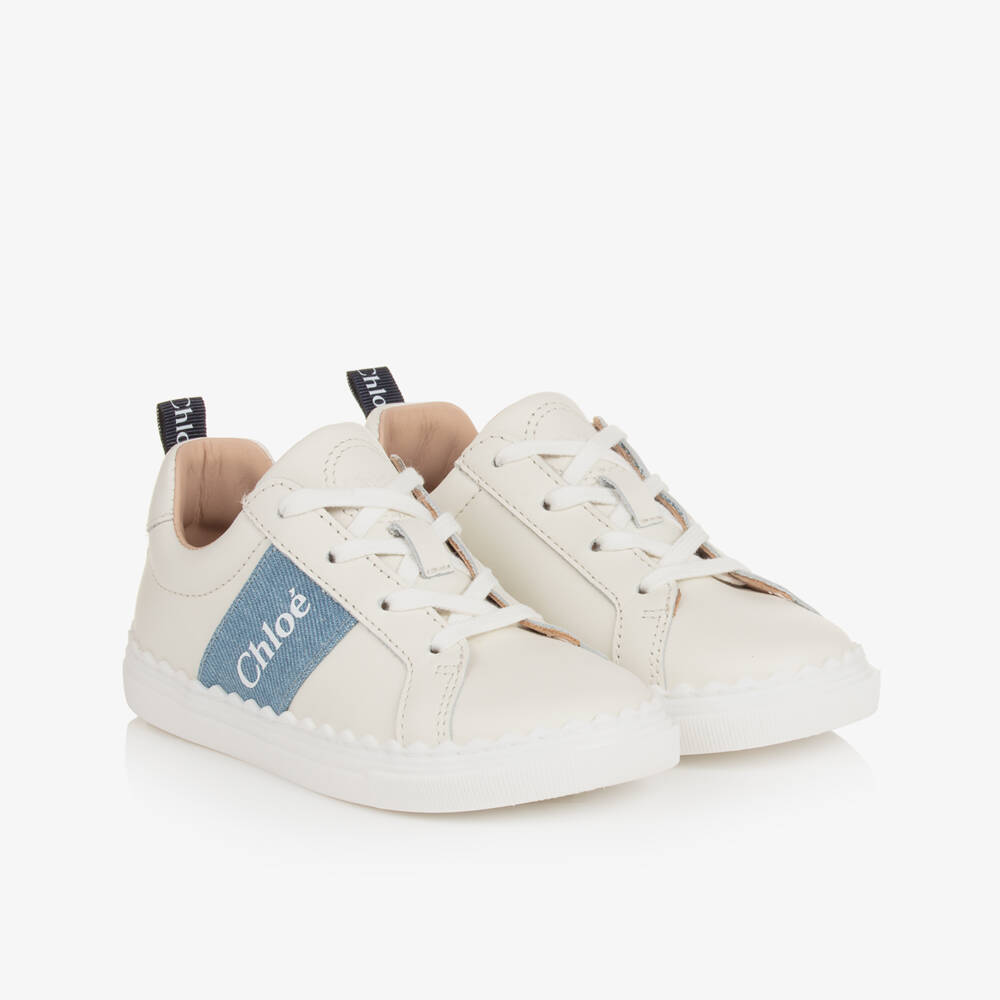 Chloé-حذاء رياضي فاخر من الجلد العاجي للبنات | Childrensalon Outlet