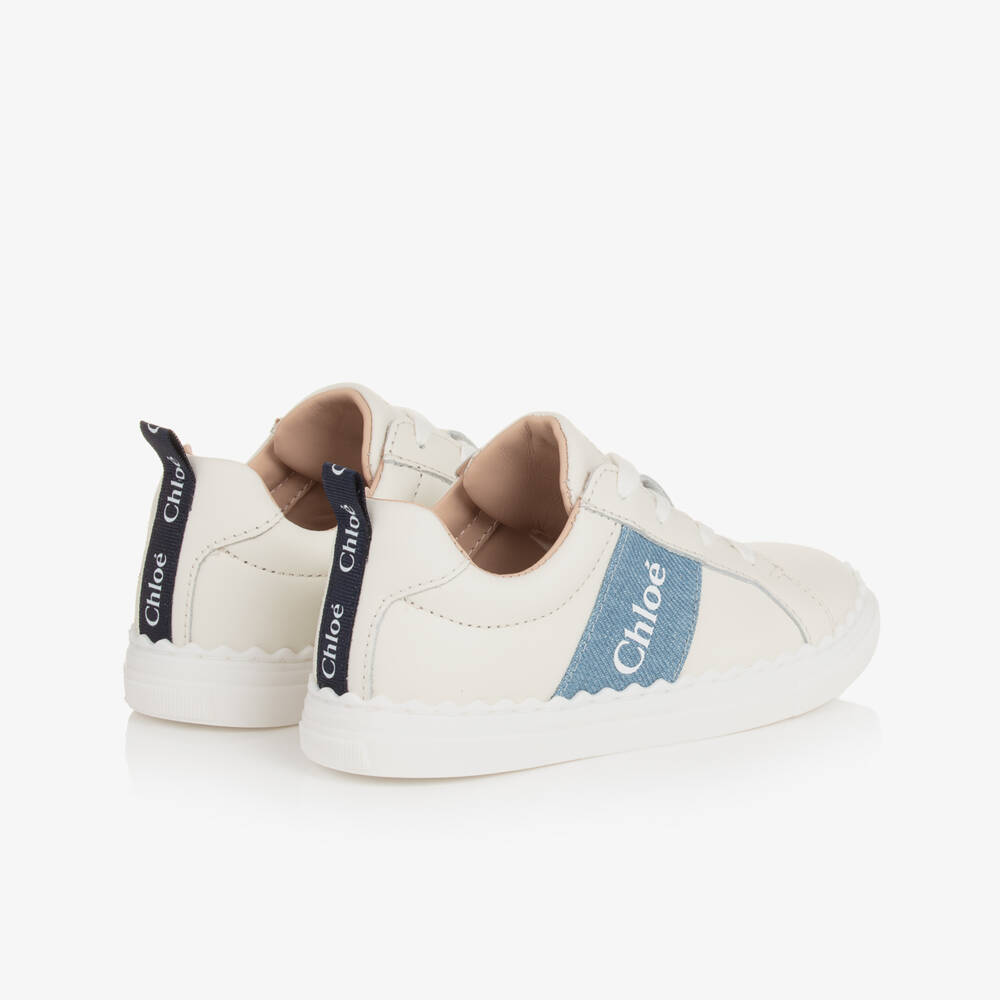 Chloé-Girls Luxe Ivory Leather Sneakers | Childrensalon Outlet