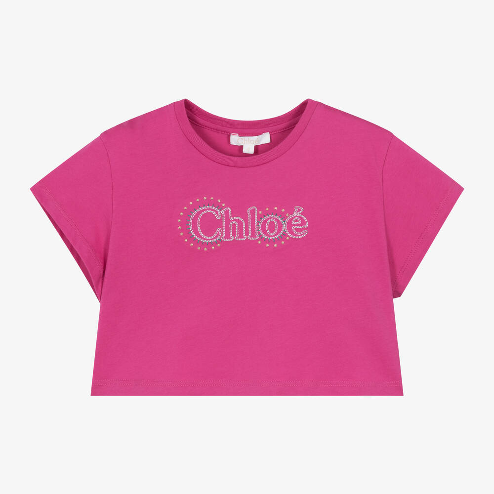 Chloe Girls Magenta Pink Embroidered Cotton T Shirt Childrensalon Outlet
