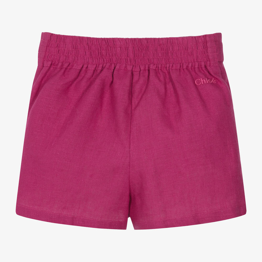 Chloé-Girls Magenta Pink Linen Shorts | Childrensalon Outlet