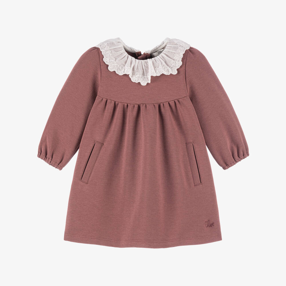 Chloé-Girls Mulberry Pink Cotton Milano Jersey Dress | Childrensalon Outlet