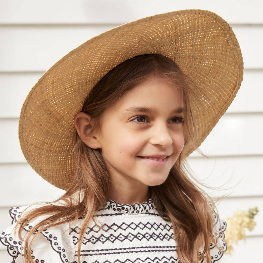 Chloé-Girls Natural Straw Sun Hat | Childrensalon Outlet