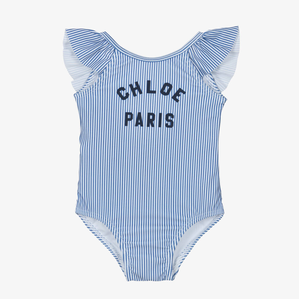 Chloé-Girls Nautical Stripe Swimsuit | Childrensalon Outlet