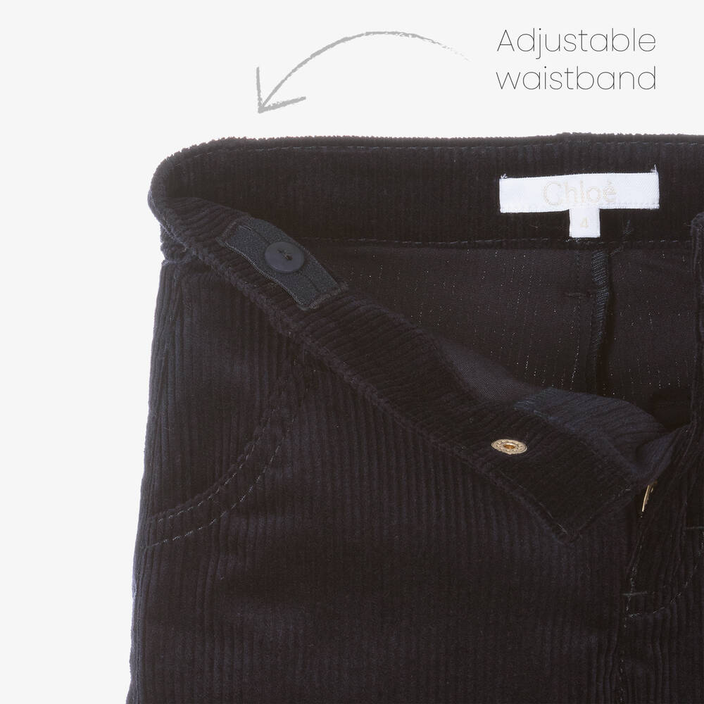 Chloé-Girls Navy Blue Corduroy Trousers | Childrensalon Outlet
